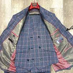 Tiglio Rosso Pecorello Blue/Red Plaid Wool Suit/Vest TL2714 (Single Pleated Regular Fit) (SIZE 52R and 54L ONLY)