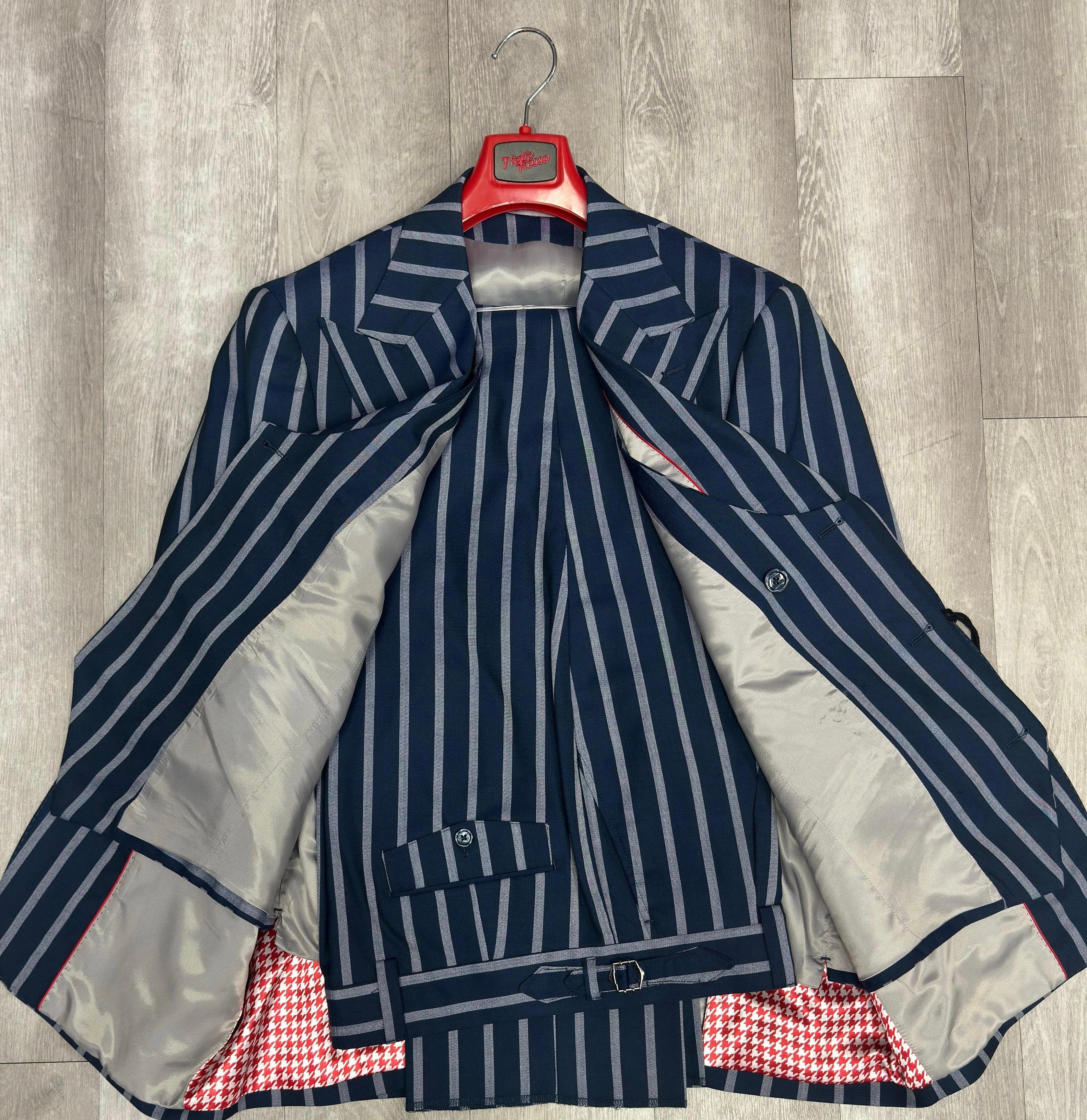 Tiglio Rosso Orvietto  Wool Suit/Vest TL4122 Blue/Grey Stripe