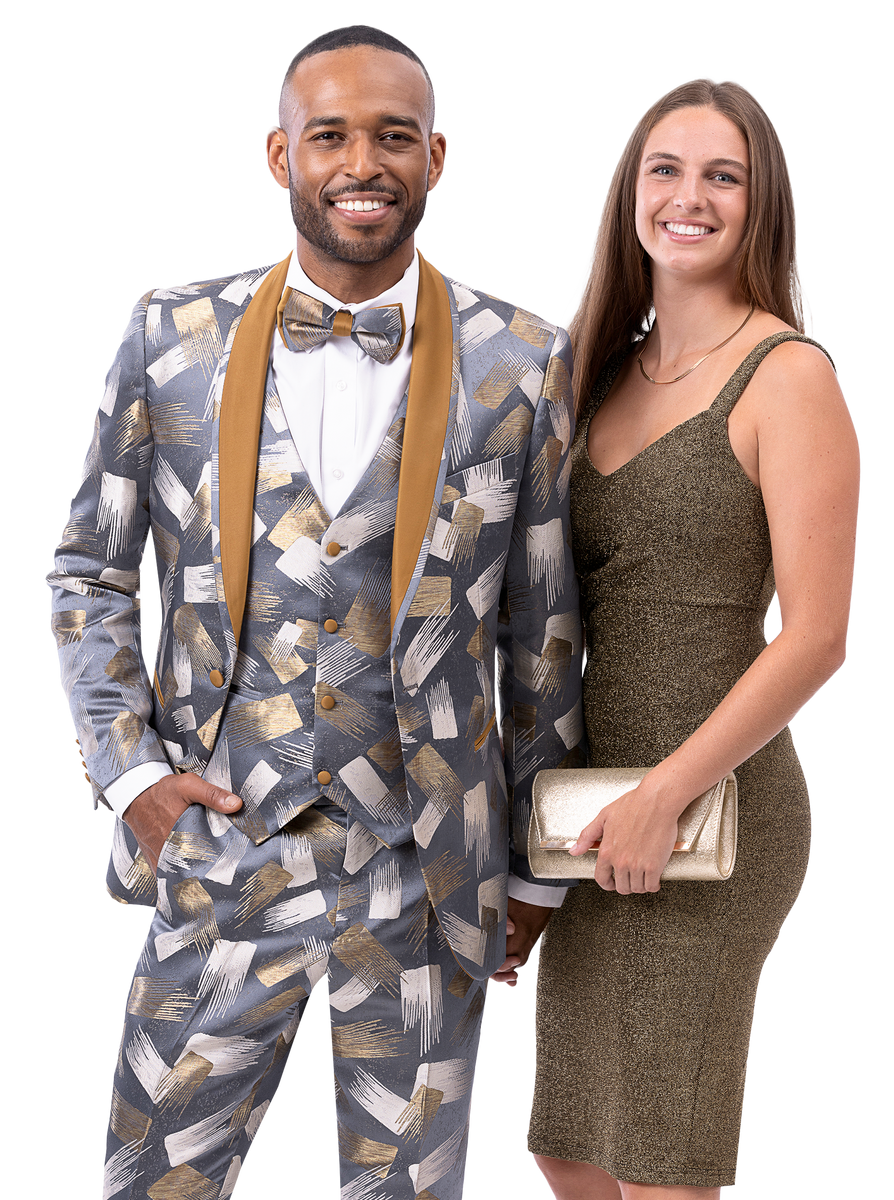 Men's Paisley Jeweled Shawl Blazer – Magenta by EJ Samuel main image 1