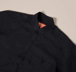Inserch Premium Linen Banded Collar Short Sleeve Shirt SS716-01 Black