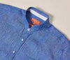 Inserch Premium Linen Banded Collar Short Sleeve Shirt SS716-127 Blue Wave