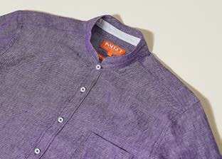 Inserch Premium Linen Banded Collar Short Sleeve Shirt SS716-126 Purple