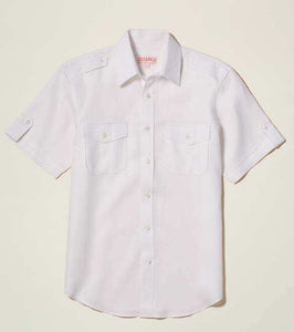 Inserch Premium Linen Short Sleeve Military Shirt SS718-02 White