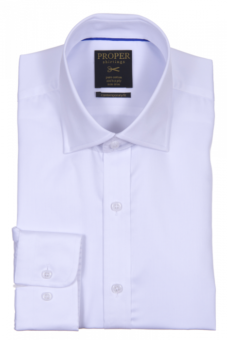 PROPER SHIRTINGS WHITE CONTEMPORARY FIT REGULAR CUFF N720ET0R-WHT