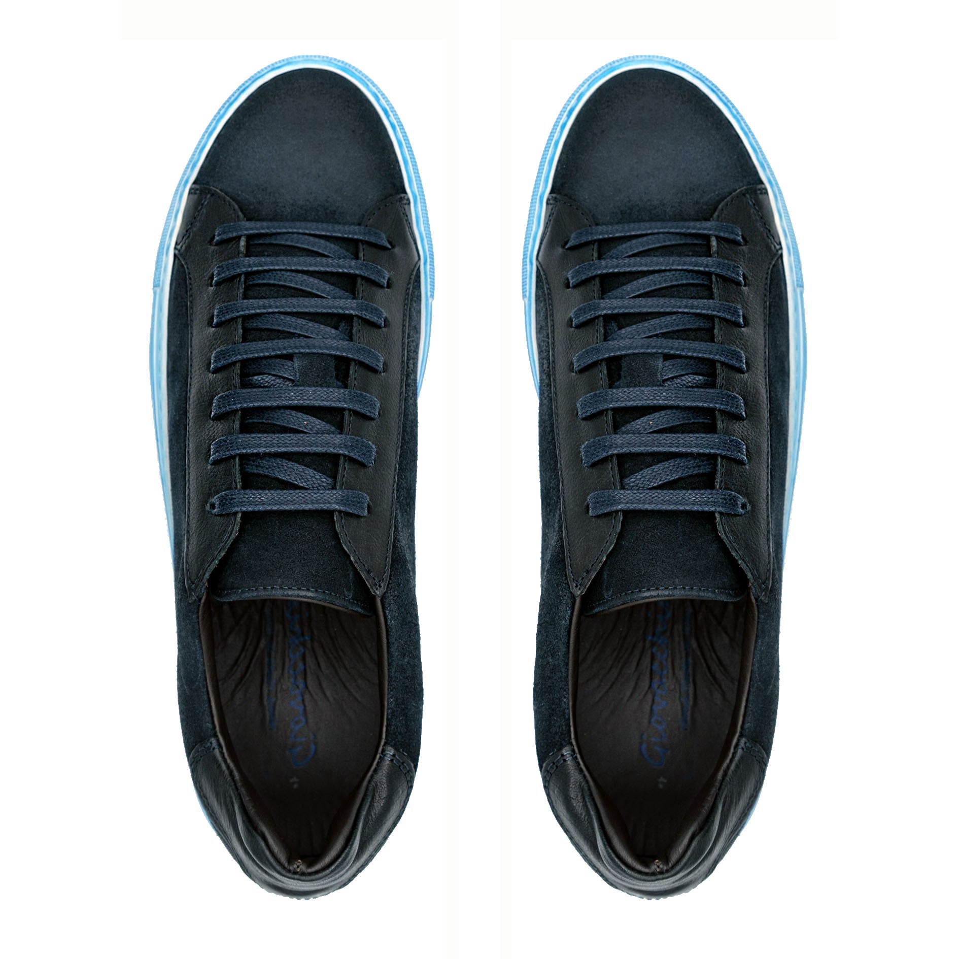 GIOVACCHINI Rino Antique Blue Suede Calf Sneakers