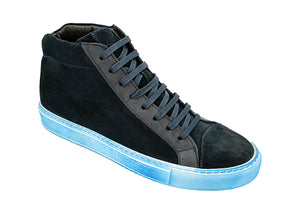 GIOVACCHINI Ruben Antique Blue Suede Calf High Top Sneakers