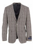 Tiglio Luxe Dolcetto Modern Fit, Pure Wool Jacket Taupe with Burgundy Windowpane TL3331
