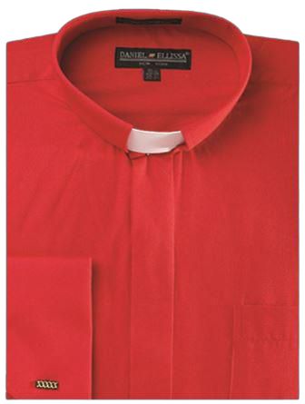 DANIEL ELLISSA CLERGY SHIRT WITH WHITE TAP BAND DS3007R RED