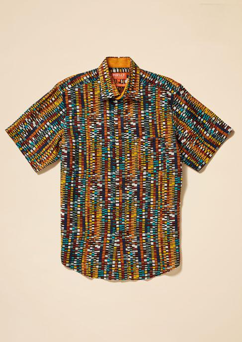 Inserch SS Geo Print Linen Shirt SS7918-00167 Cacao