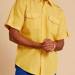 Inserch Premium Linen Short Sleeve Military Shirt SS718-145 Banana Cream