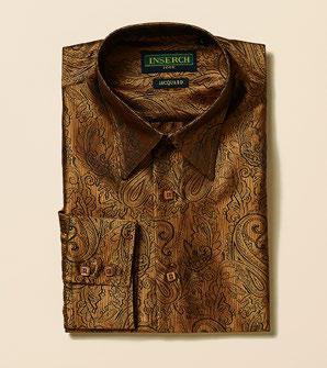 Inserch Long Sleeve Paisley Jacquard Shirt LS005-05 Caramel