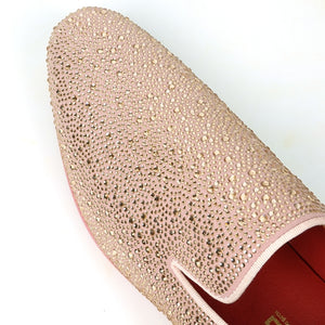 FI-7525 Pink Suede Pink Rhinestones Slip on Loafer Fiesso by Aurelio Garcia