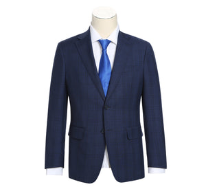 ENGLISH LAUNDRY Midnight Blue Check Wool Blend Suit 52-56-412