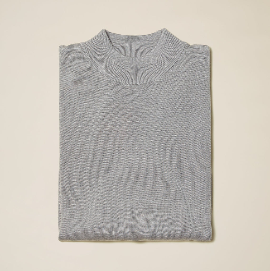 Inserch Cotton Blend Mock Neck Sweater Grey 4308