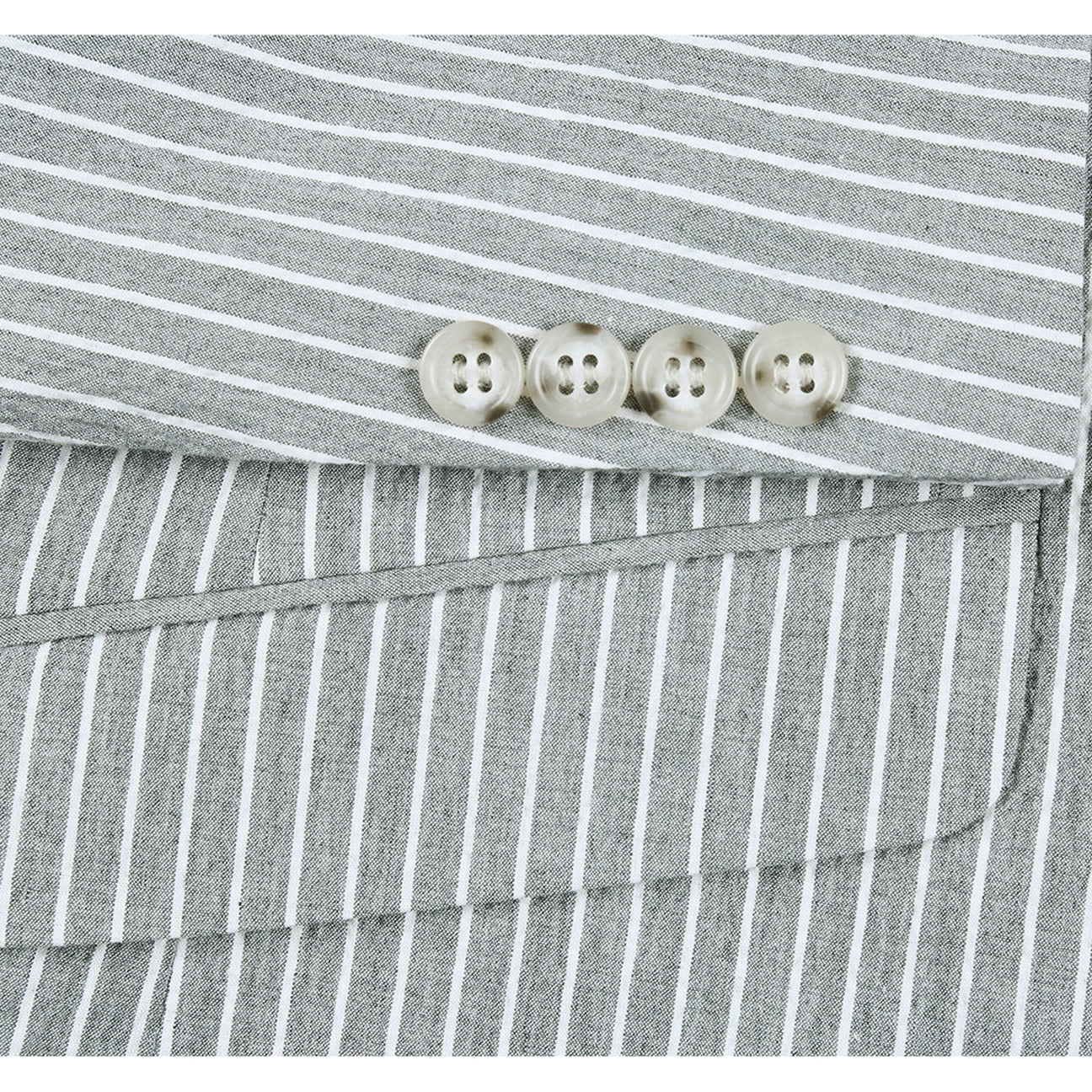 RENOIR Gray Slim Fit Notch Lapels Stripe Cotton Suit 611-1