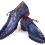Paul Parkman Goodyear Welted Wingtip Derby Shoes Blue & Navy - 584-BLU