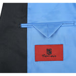 RENOIR Dark Blue Slim Fit Peak Lapel Tuxedo Blazer With Embroidered Pattern 290-4