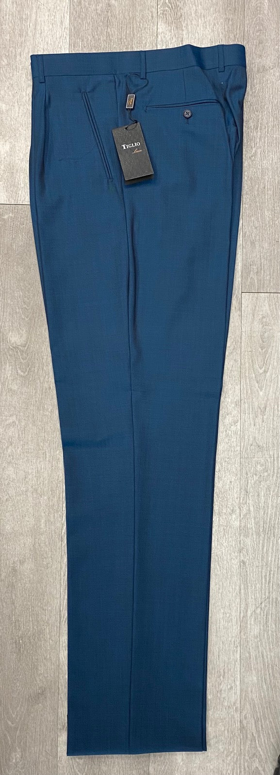 Tiglio Luxe 2521 Comfort Fit Single Pleated Pants 18+ Inch Leg TS5128/A Teal Blue (SIZE 42 & 48 ONLY)