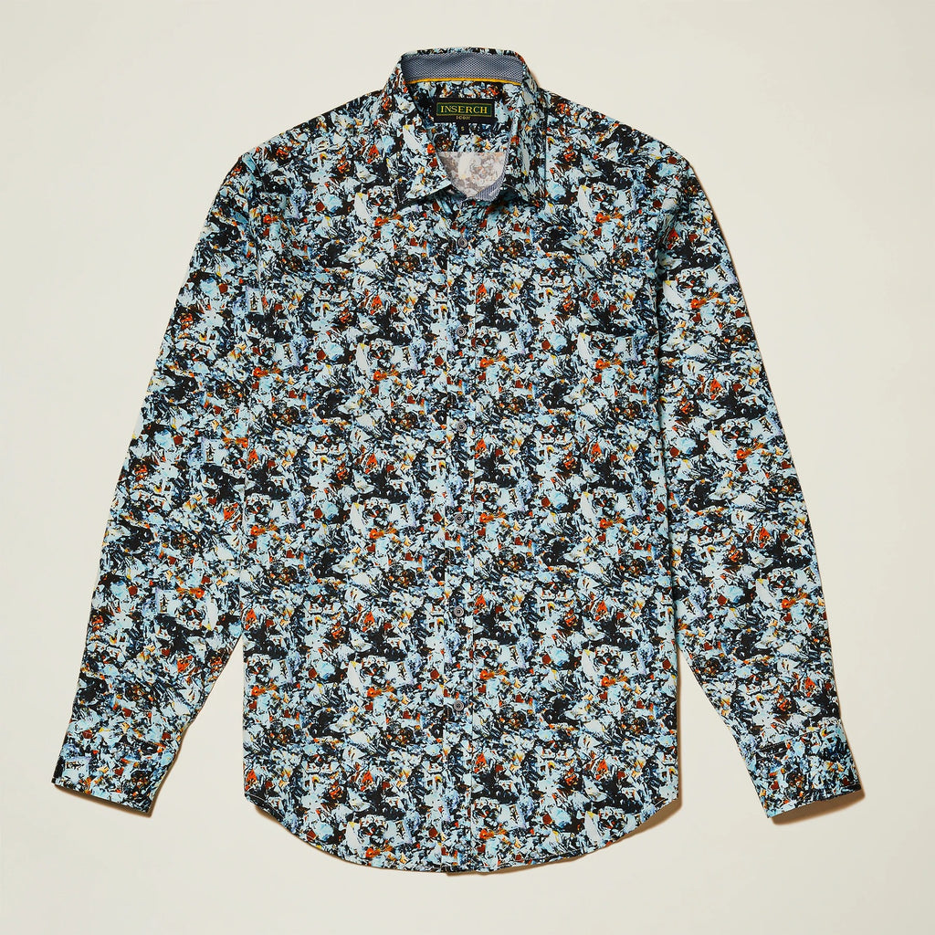 Inserch Premium Cotton Digital Print Shirt 2313-169 Bright Blue