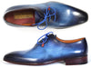 Paul Parkman Men's Plain Toe Wholecut Oxfords Blue Hand-Painted - 755-BLU