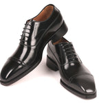 Paul Parkman Goodyear Welted Cap Toe Oxfords Black Polished Leather - 056BLK84