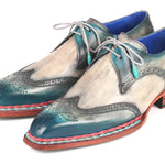 Paul Parkman Norwegian Welted Wingtip Derby Shoes Blue & Grey - 8506-BLU