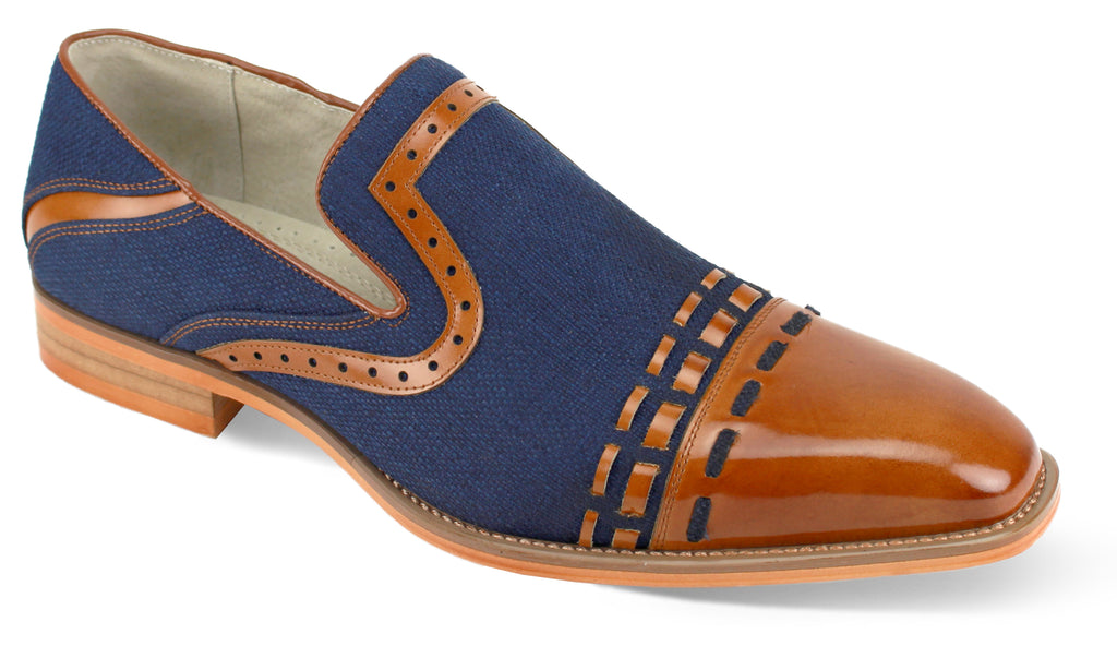 Giovanni Parker Tan/Navy Leather Shoes