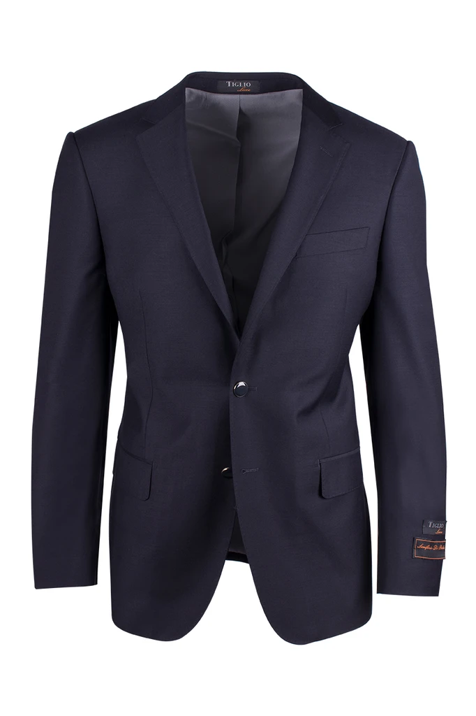 Novello Navy Blue, Modern Fit, Pure Wool Blazer by Tiglio Luxe TIG1002