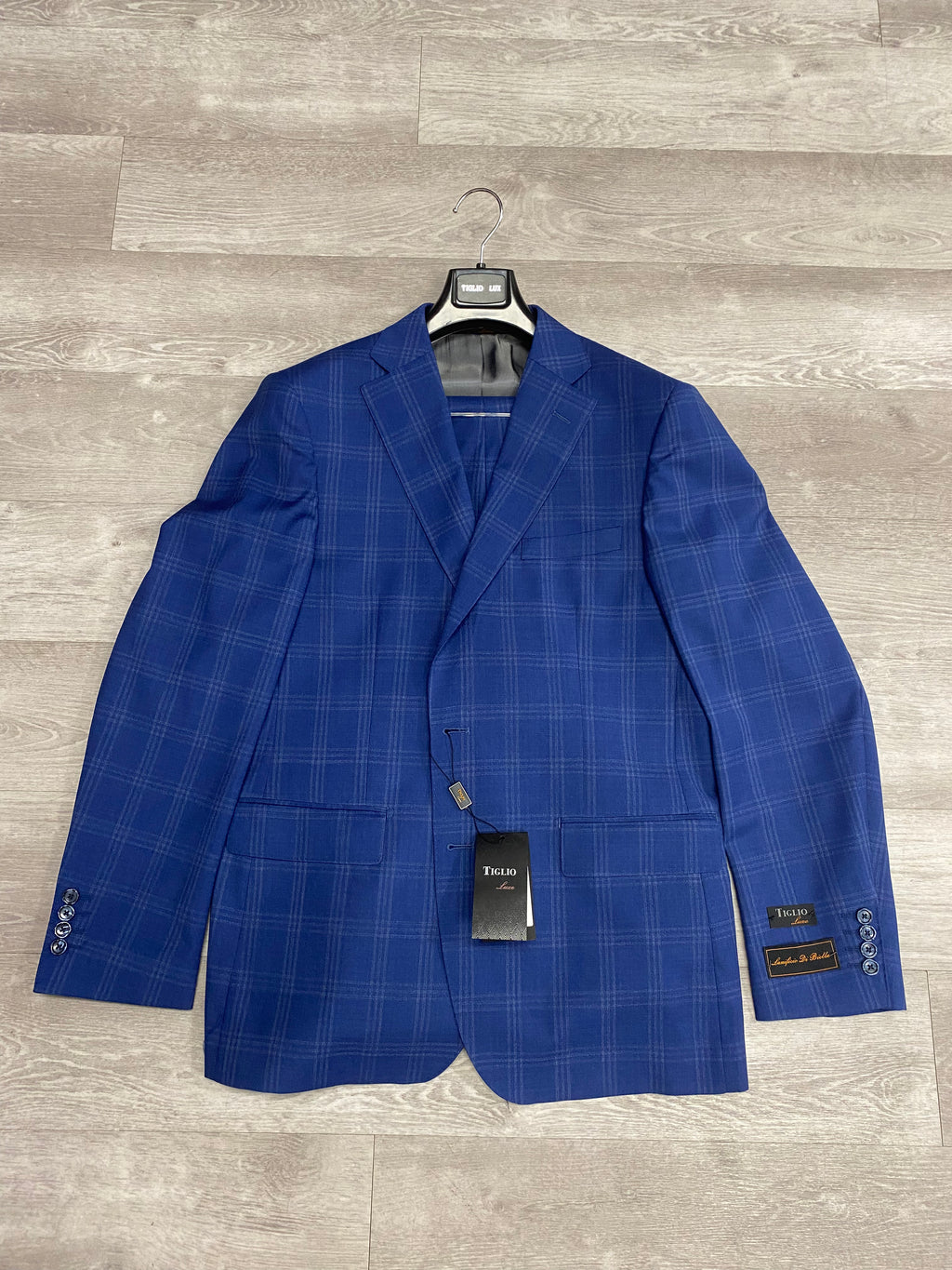 Tiglio Luxe Dolcetto Blue Windowpane Suit TL2507
