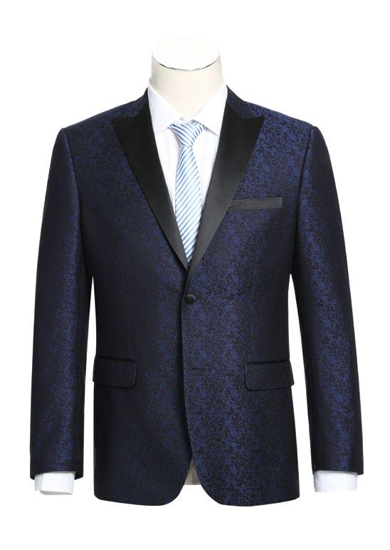 RENOIR Dark Blue Slim Fit Tuxedo Blazer 290-6