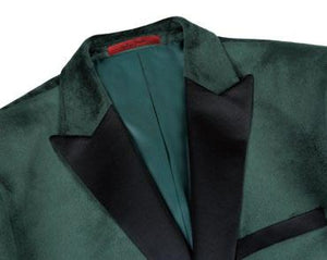 RENOIR Green Slim Fit Stretch Tuxedo Blazer 290-9