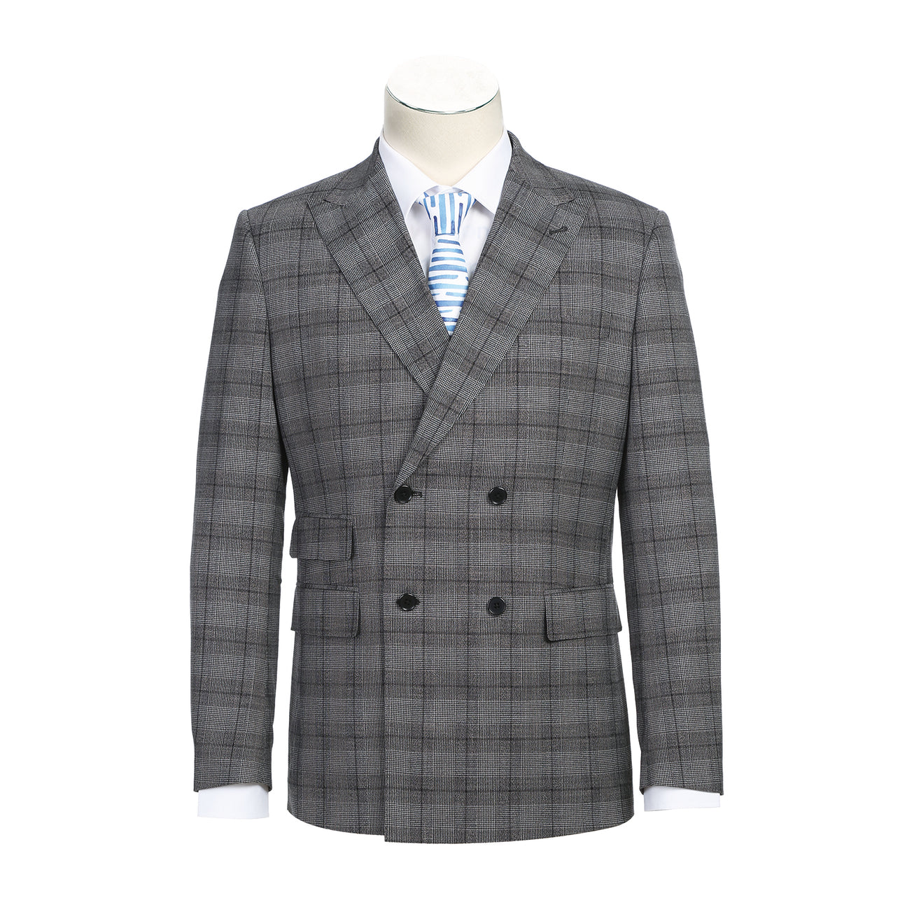 ENGLISH LAUNDRY Double-Breasted Black with White Check Suit 92-53-002EL