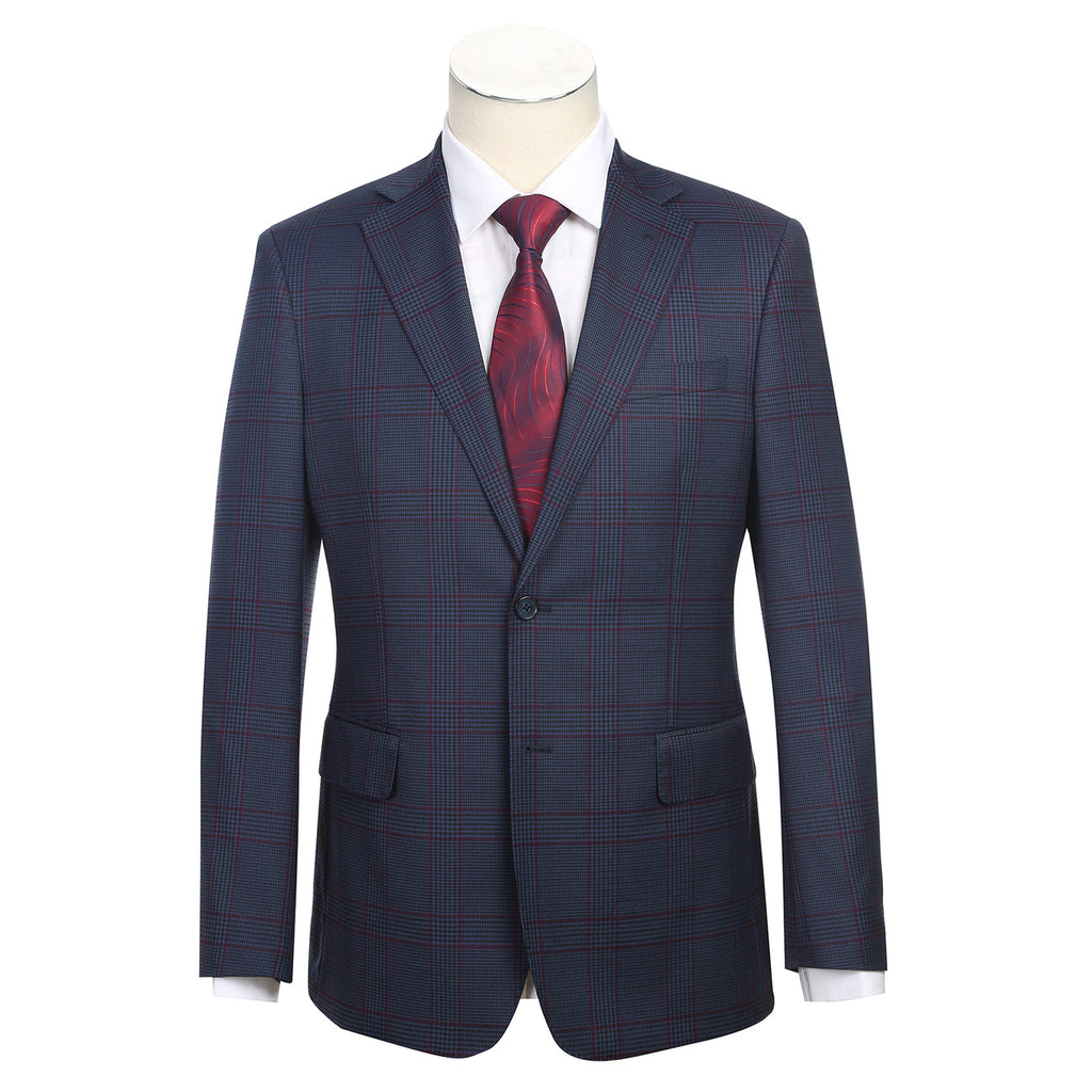 ENGLISH LAUNDRY Blue with Burgundy Check Suit 92-55-412EL