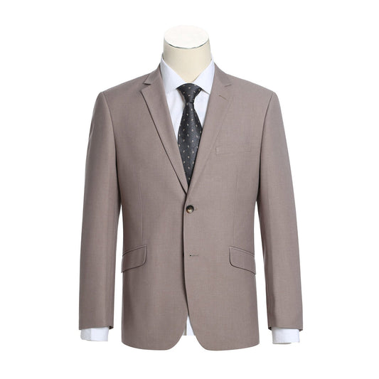 The Alessandro Vitello by Renoir Gray Slim Fit 2-Piece Single Breasted Notch Lapel Suit 201-103, perfect for special occasions, showcases a single button closure over a crisp white dress shirt and a subtly patterned black tie, elegantly displayed on a mannequin.