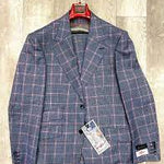 Tiglio Rosso Pecorello Blue/Red Plaid Wool Suit/Vest TL2714 (Single Pleated Regular Fit)