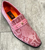 Exclusive Formal Dress Shoe Pink Paisley with Buckle SL0096