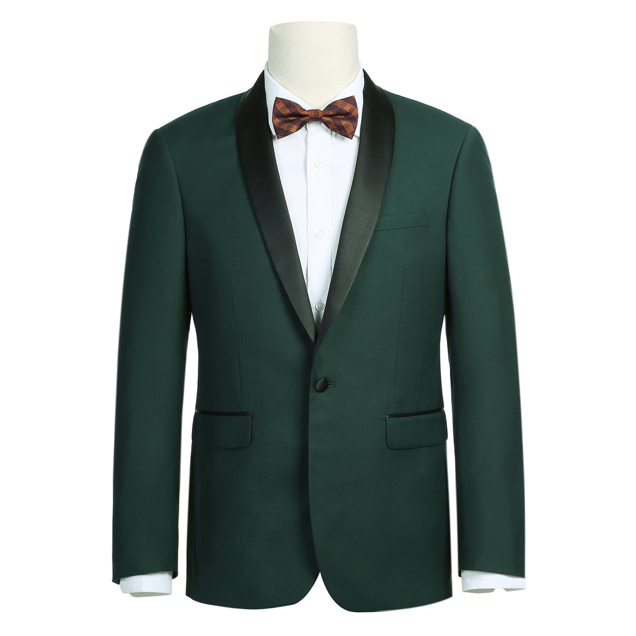 The Alessandro Vitello by Renoir Dark Green 2-Piece Slim Fit Shawl Lapel Tuxedo Suit 201-9, when styled with its matching pants displayed separately, perfectly embodies the balance of elegance and sophistication.