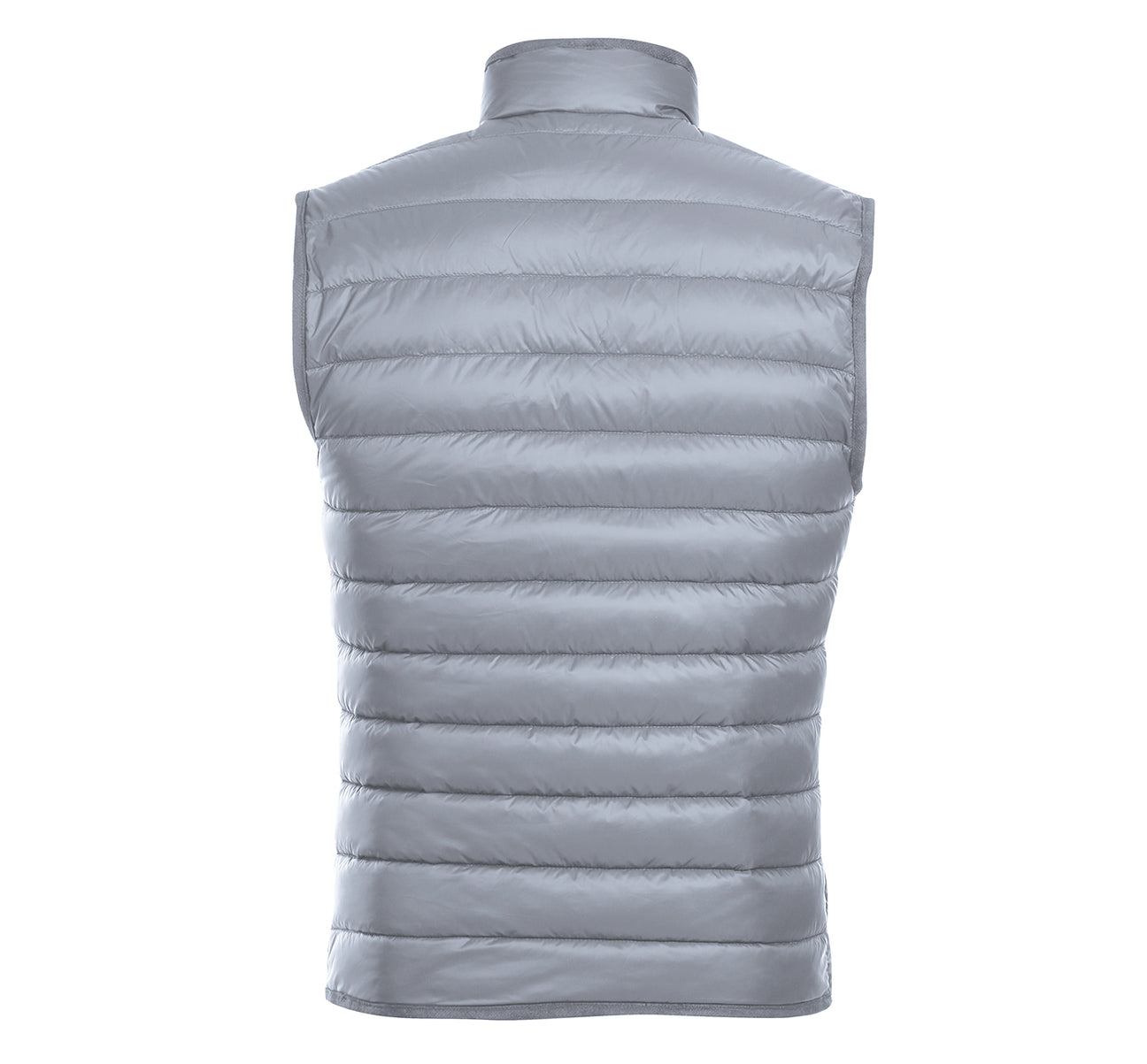 The Alessandro Vitello by Renoir Jonathan Nylon Down Grey Vest 831-2, featuring a high collar and front zipper, is showcased against a white background, making it ideal for braving winter chills.