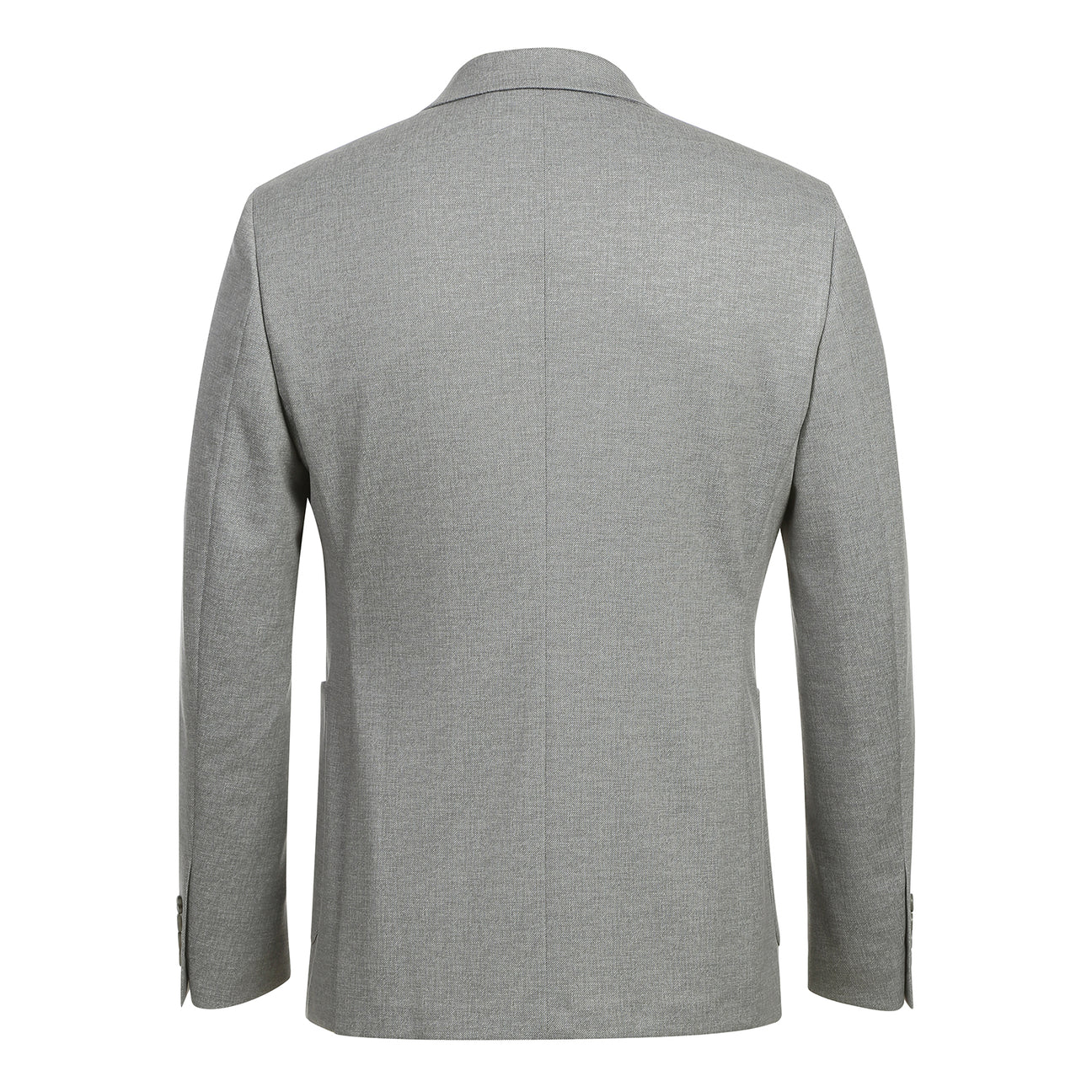 The Pellagio Riserva JKT Sports Coat PS24-2 is a gray blazer by Pellagio, featuring tropical print lining, button details, and a fabric swatch. It is crafted from a blend of 86% polyester, 9% rayon, and 5% spandex for both comfort and style.