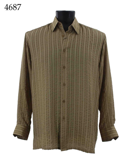 Bassiri Long Sleeve Shirt 4687 in olive green, displayed on a mannequin with the number 4687 in the top left corner.