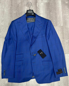 Tiglio Luxe Prosecco  Modern Fit, TL4023 , Pure Wool Suit & Vest Blue Windowpane