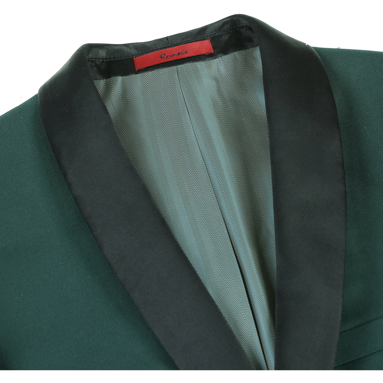 The Alessandro Vitello by Renoir Dark Green 2-Piece Slim Fit Shawl Lapel Tuxedo Suit 201-9, when styled with its matching pants displayed separately, perfectly embodies the balance of elegance and sophistication.