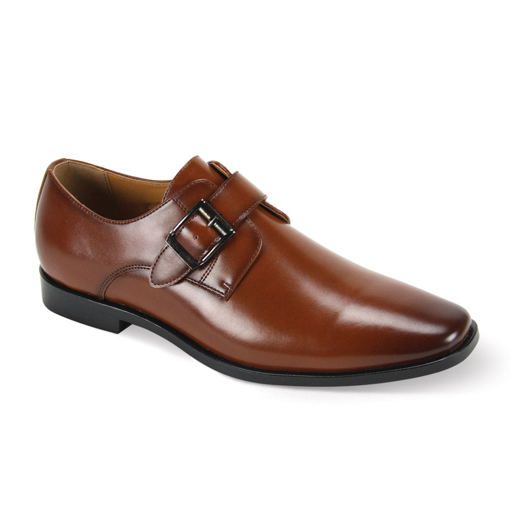 Antonio Cerrelli 7013 Cognac Shoes in medium, crafted with brown leather, feature a sleek plain toe design and a stylish double monk strap with buckle detail.