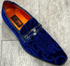 Exclusive Formal Dress Shoe Blue Paisley with Buckle SL0096
