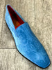 Exclusive Formal Dress Shoe Light Blue Paisley 7017