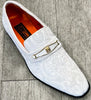 Exclusive Formal Dress Shoe White Paisley with Buckle SL0096
