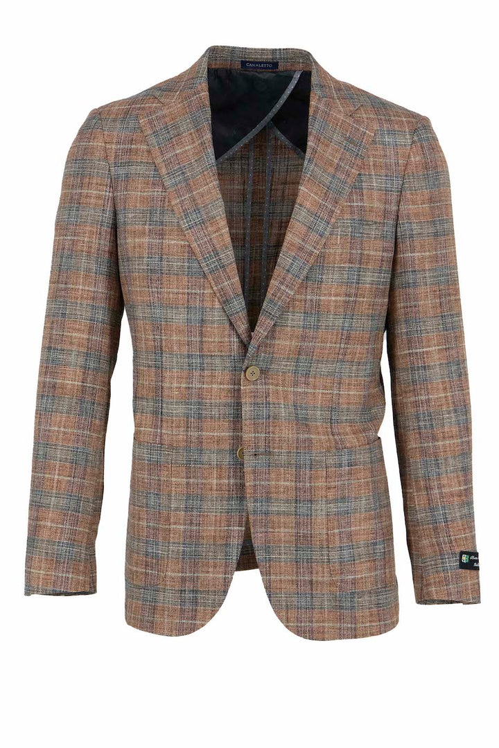 Canaletto Burnt Orange with Taupe Windowpane Veneto/THP Slim Fit Half Lined, Bamboo Jacket CU2025195