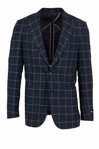 Canaletto Navy with White Windowpane Veneto/THP Slim Fit Half Lined, Bamboo Jacket CU20252514