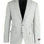 Canaletto Sangria Elbow Patches Appliqued Light Gray Stripe Flannel Wool Jacket CN1418/1