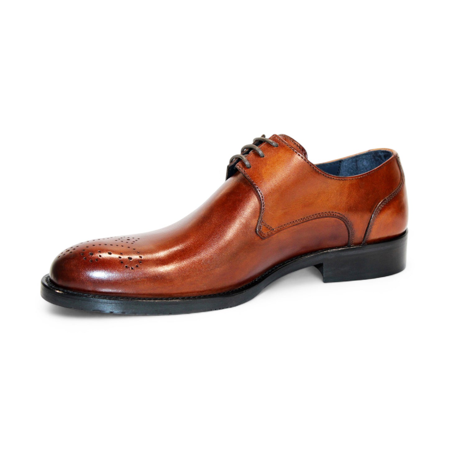 The Firmani David Brandy Shoes, made of brown leather, feature a classic lace-up design with decorative perforations on the toe, exuding a timeless style that even David would admire.